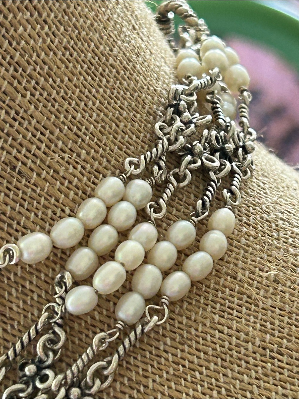Silpada Sterling Silver flower Multi-Strand Pearl choker retired - Picture 4 of 8